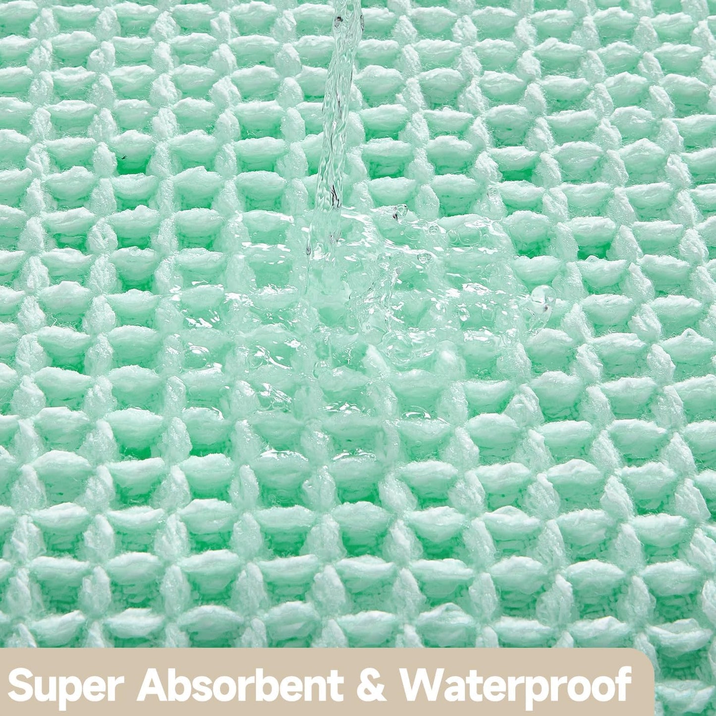 TYUU Waffle Bath Mat, Boho Bathroom Rugs Non Slip Washable Super Absorbent Quick Dry Cute Bath Mat Farmhouse Bathroom Decor, 24"x16" Aqua Blue