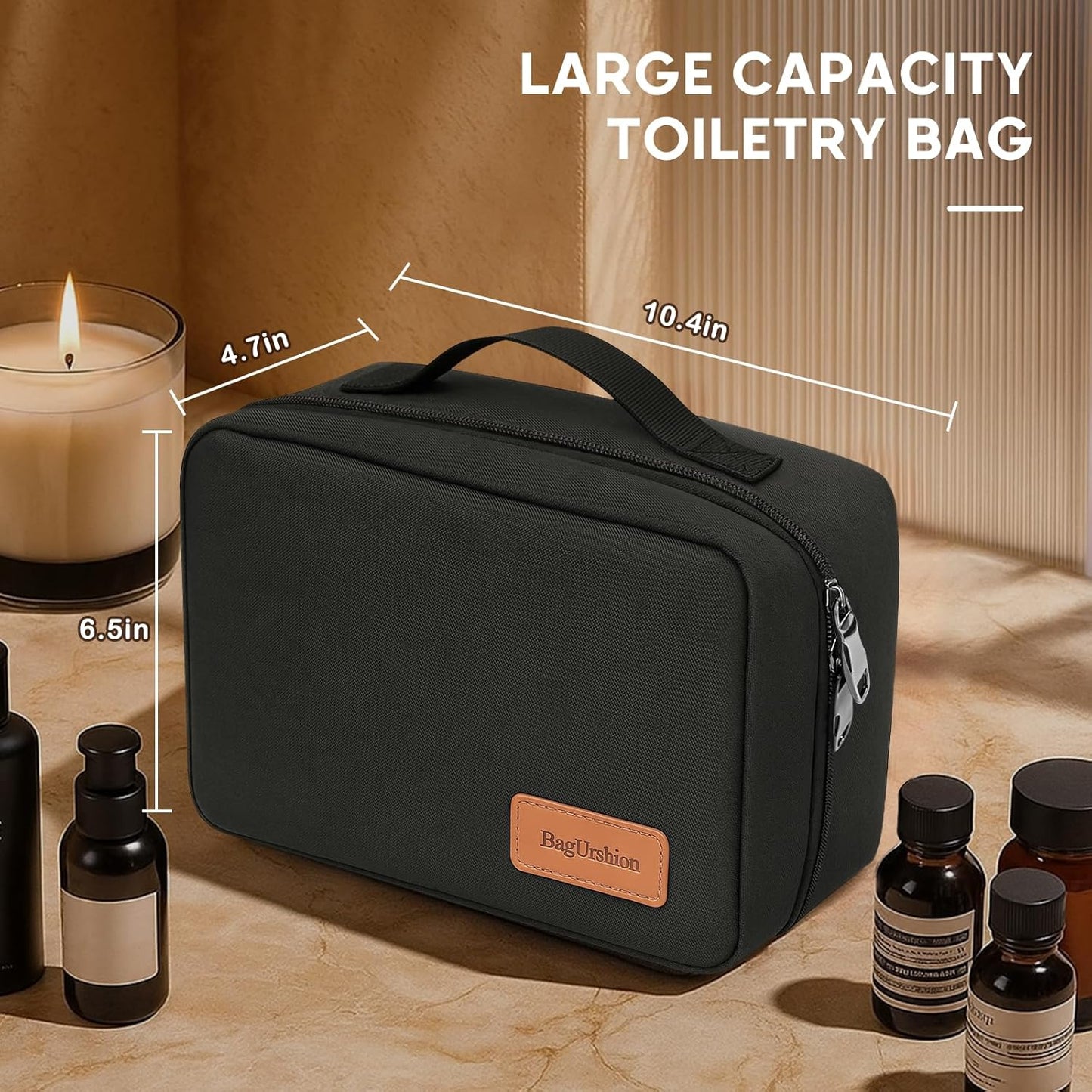 Toiletry Bag for Men,Mens Travel Toiletry Organizer,Men's Travel Essentials,Water Resistant Shaving Bag for Toiletries Accessories -Black
