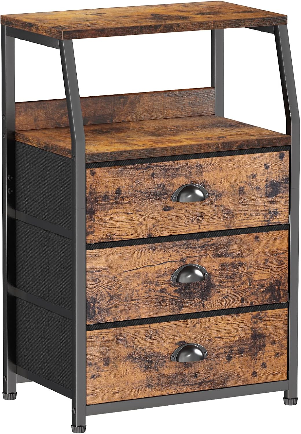 Furnulem Tall Night Stand, Bedside Table for Bedroom, Small Fabric Dresser