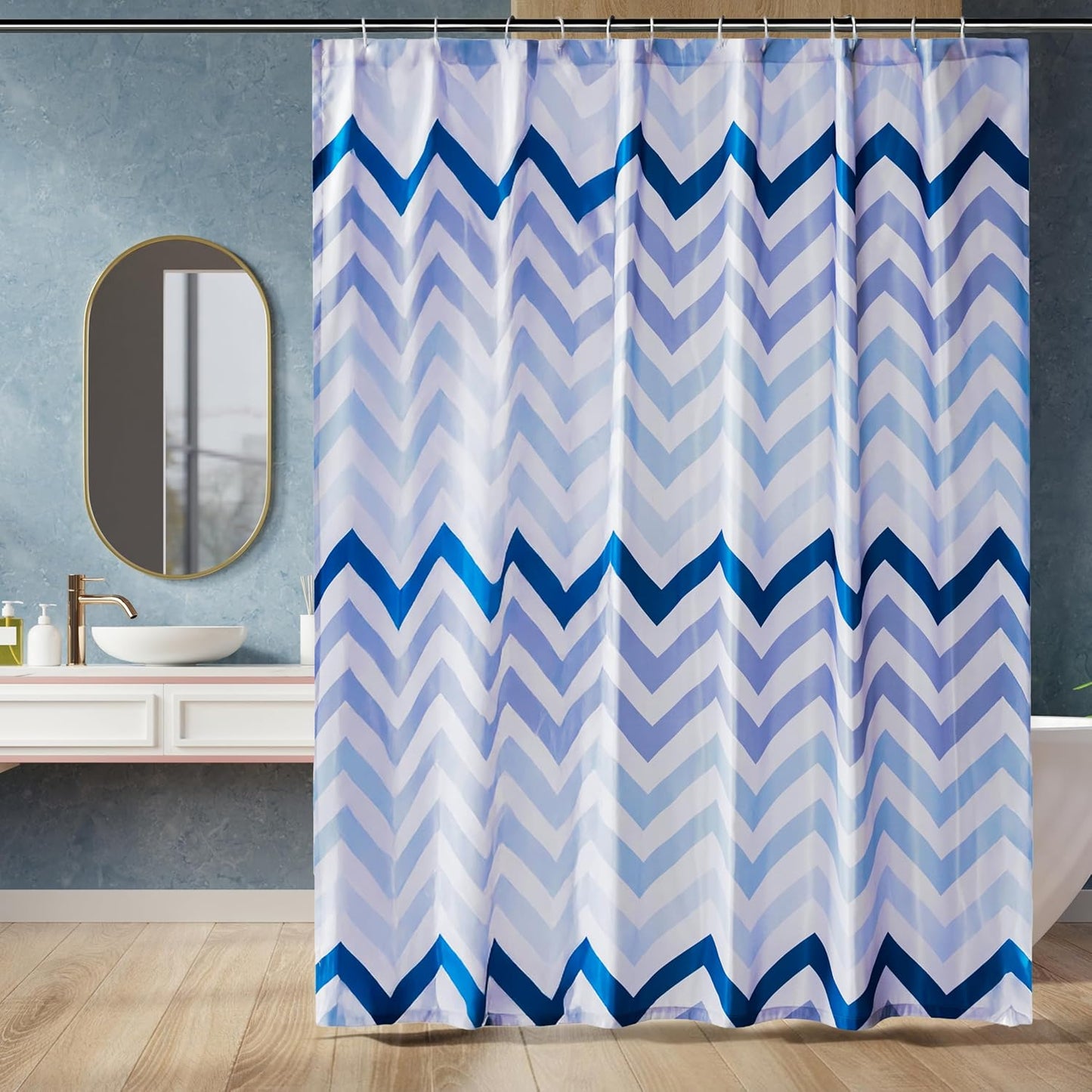 Amazon Basics 8-Gauge PEVA Shower Curtain or Liner with Mesh Storage Pockets - 72" x 72", Clear