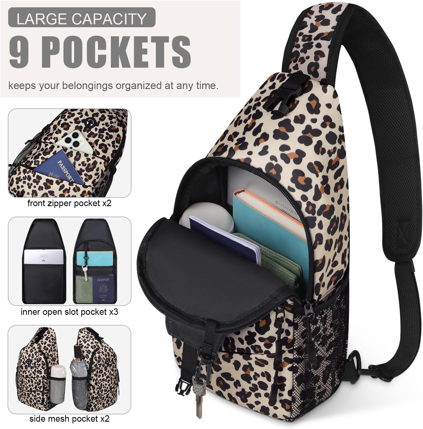 Pritent Crossbody Bags for Women Men Trendy Sling Bag Backpack Casual Chest Bag with Convertible Shoulder Strap