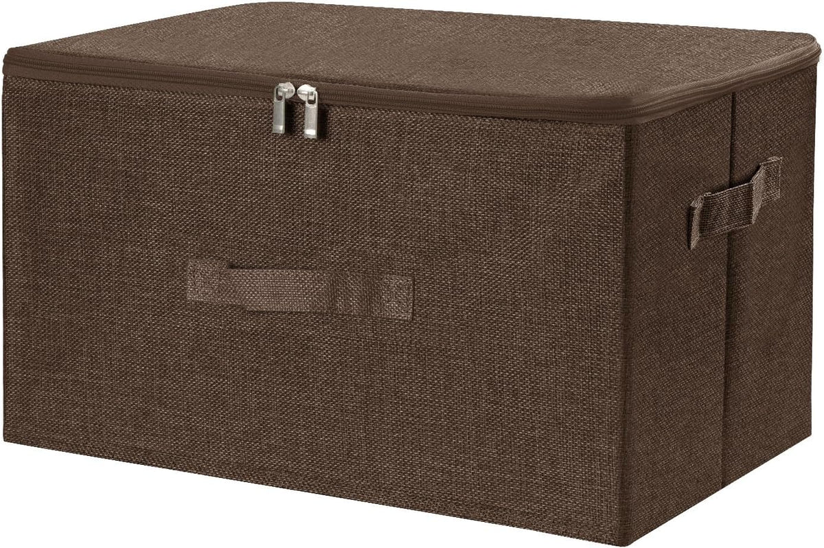 ANMINY Fabric Storage Bins with Zipper Lids, 20"x15"x12", Green, 2 PCS