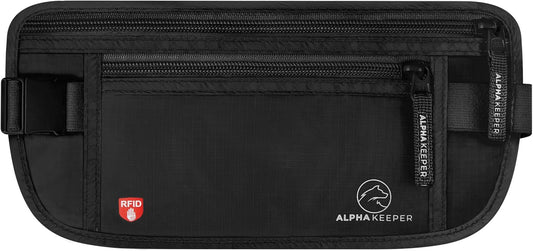 Alpha Keeper Money Belt for Travel Hidden RFID Blocking Passport Holder