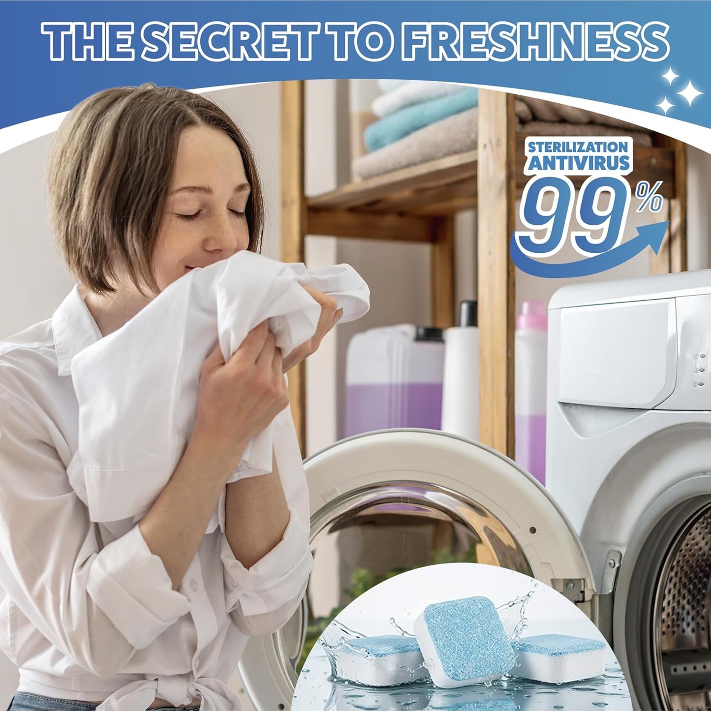Washing Machine Cleaner Descaler Tablets 12 Pack (1 Year Supply) - Deep Cleaner for HE Front Load & Top Load Washers | Washing Machine Cleaning Tablets
