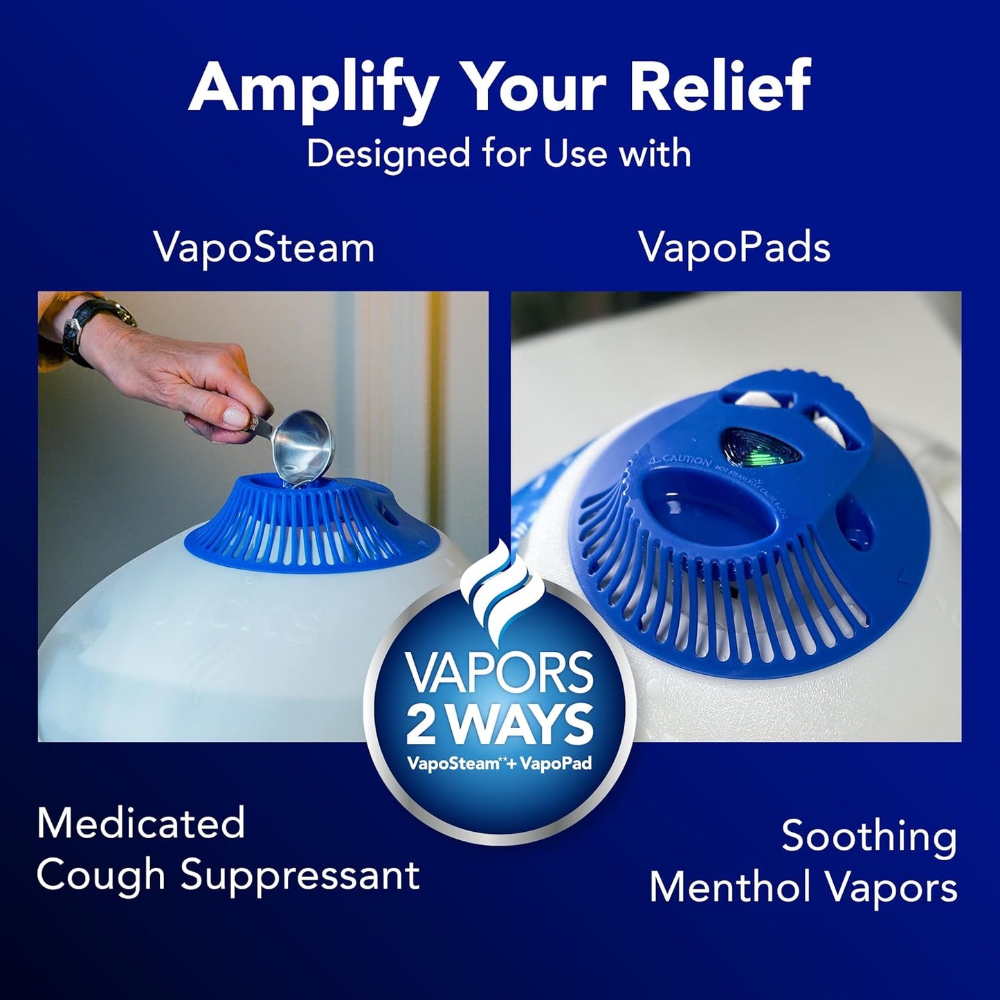 Vicks Warm Steam Vaporizer & Humidifier 1.5 Gallon Tank for Small and Medium Rooms, Night Light, Works with VapoPads and VapoSteam