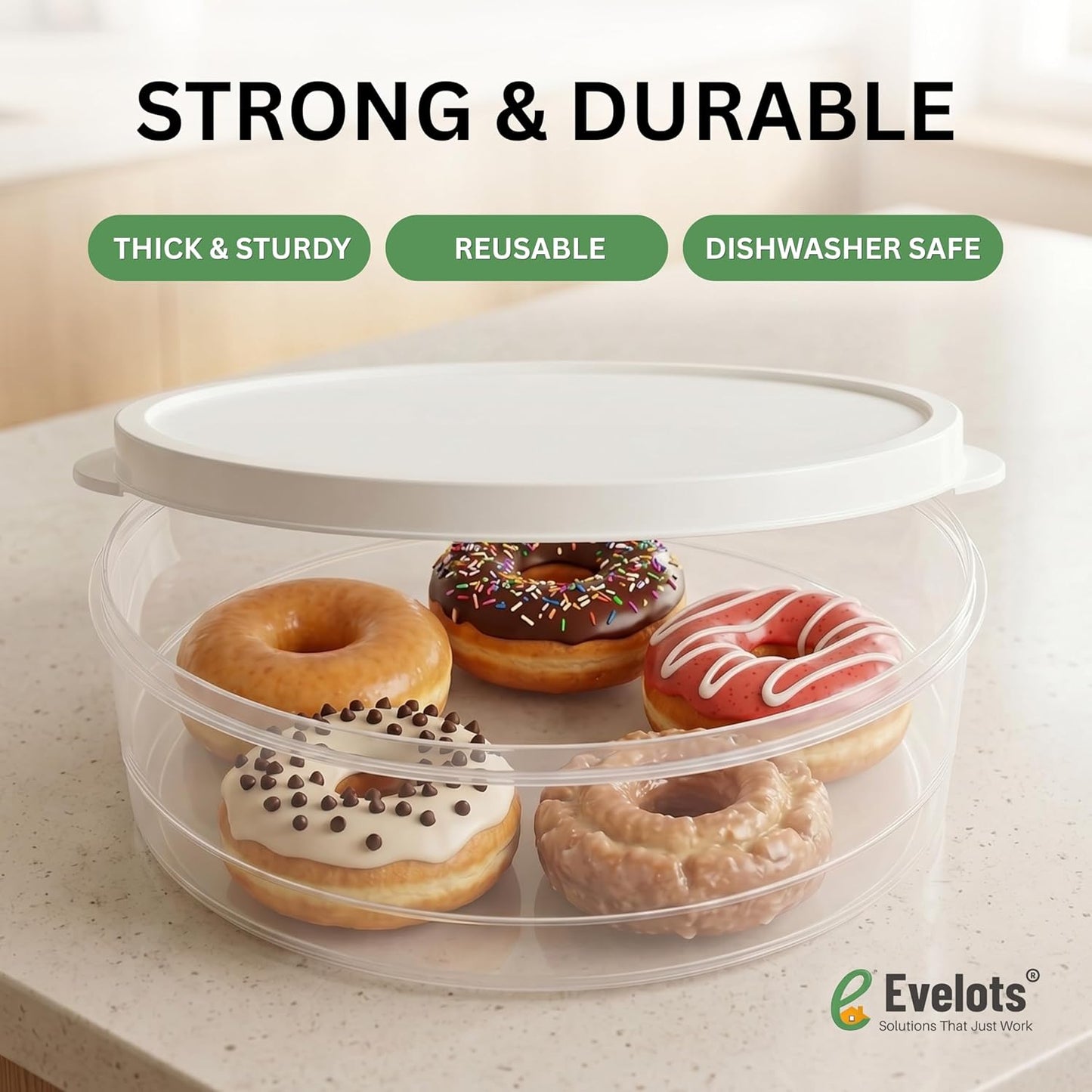 Evelots 4-Pack 10-Inch Airtight Food Storage Container with Lid - Portable Carrier for Pies, Cakes, Cupcakes & More - BPA-Free Clear Plastic - Secure & Easy Transport