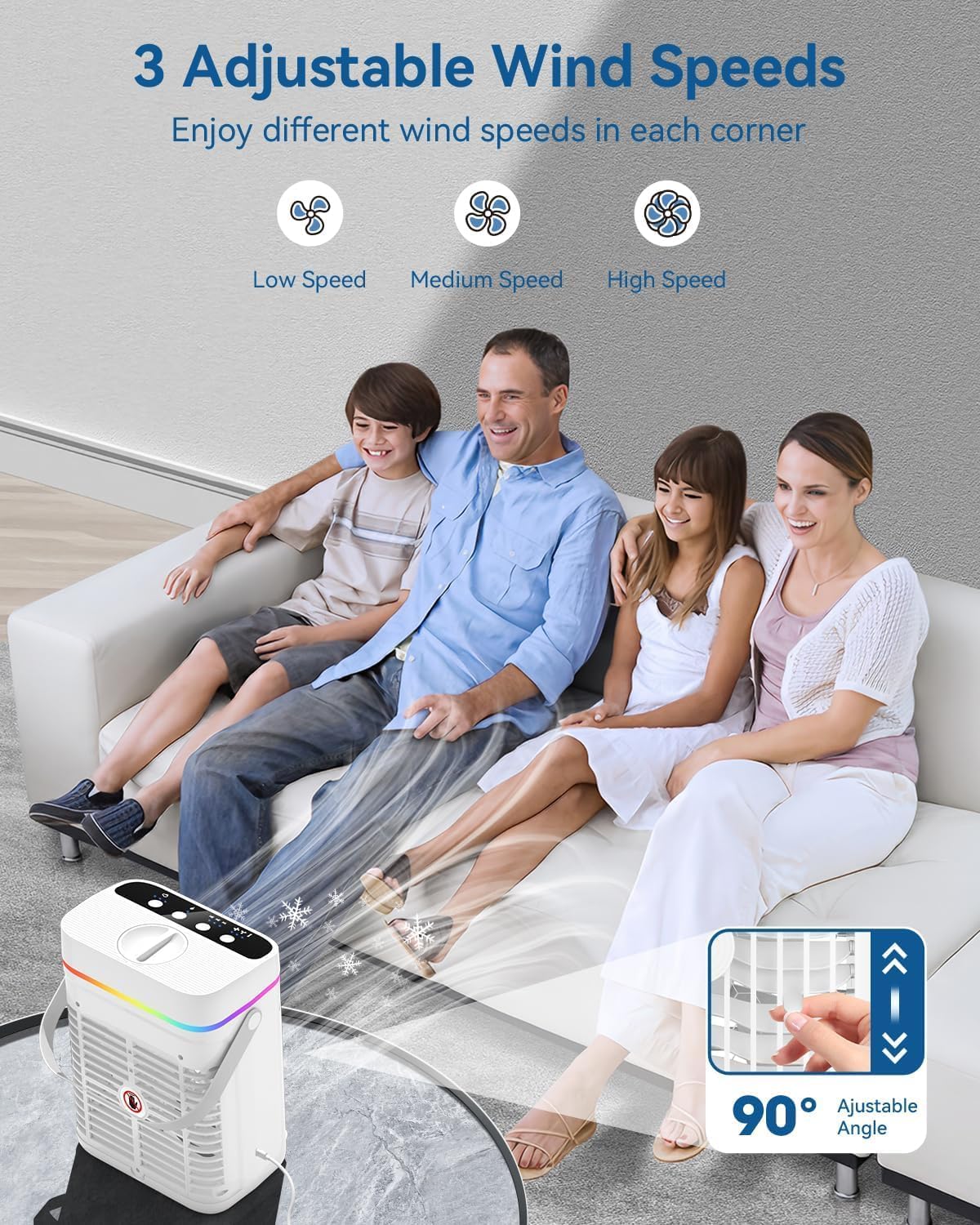 Portable Air Conditioners, 1250ml Mini Air Conditioner Portable Air Cooling Fan Air Cooler Fan with 3 Speeds & 1-3H Timer, Aire Acondicionado Portatil for Bedroom Room Office Desk