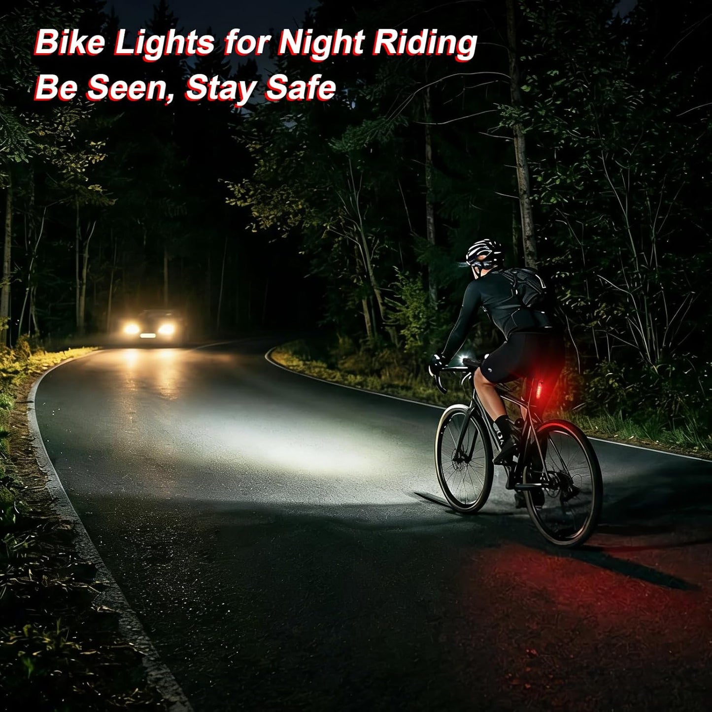 Ascher Ultra Bright USB Rechargeable Bike Light Set, Powerful Bicycle Front Headlight and Back Taillight, 4 Light Modes, Easy to Install for Men Women Kids Road Mountain Cycling Black