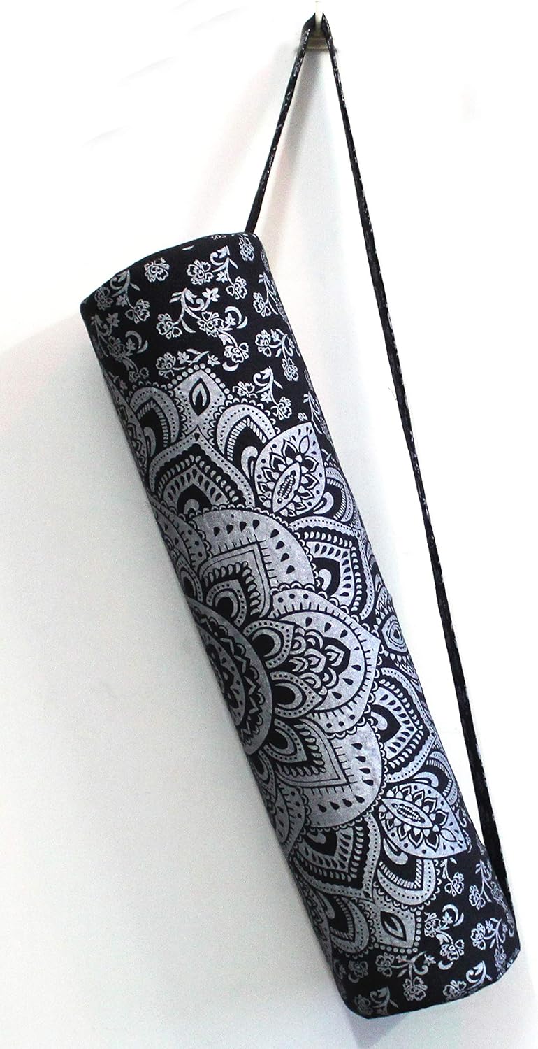 ICC Black Gold Mandala Full-Zip Exercise Yoga Mat Carry Bag Gym Beach Pilates Carrier Bags Hippie Mandala Indian Cotton Bag