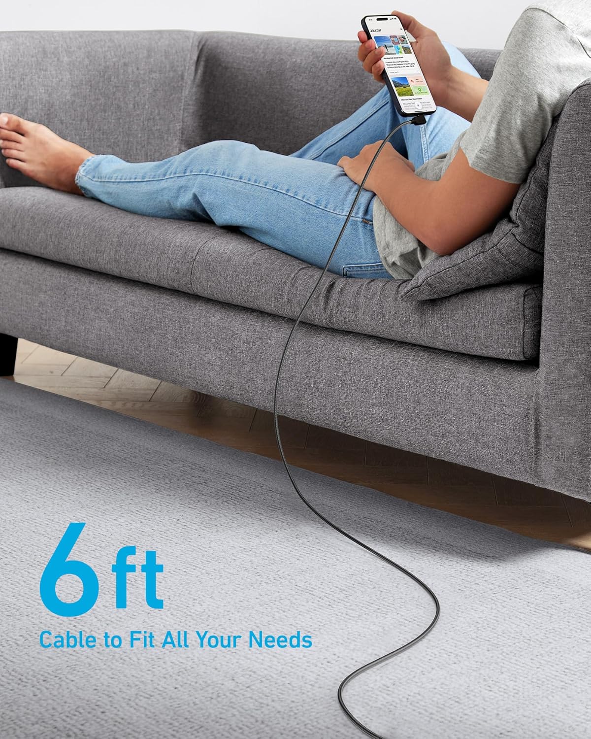 Anker USB C to USB C Right Angle Cable, 240W 90 Degree Type-C Braided Charging Cord for iPhone 17 Series and More (2Pack 6FT Black)