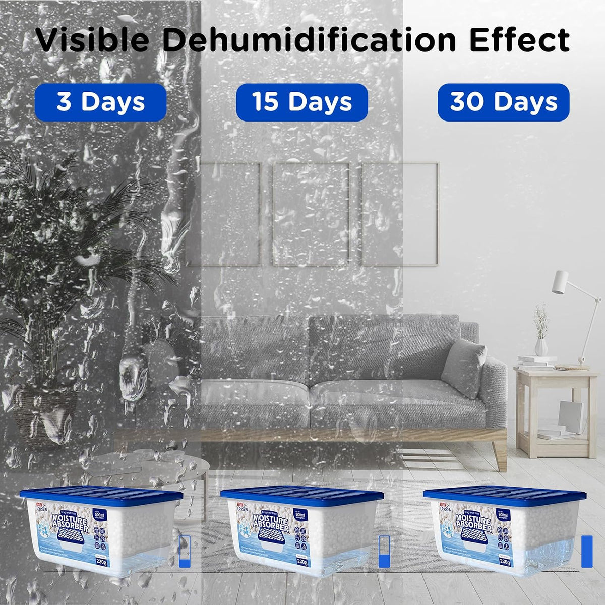 W&E Choice Moisture Absorbers, Portable Humidity Absorber Boxes for Your Bathroom, Closet & Car, Dehumidifier with Fragrance Free, 12 Pack