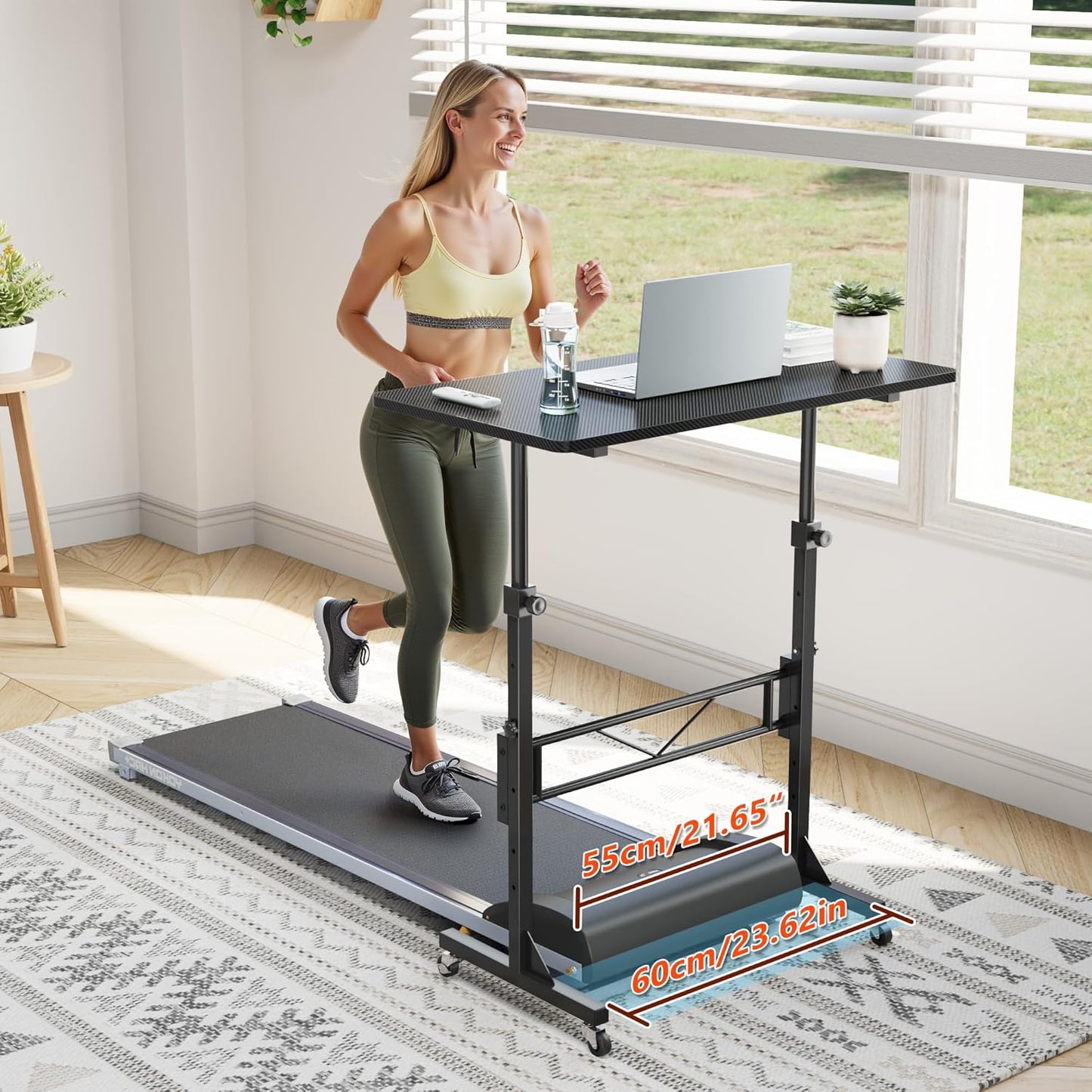 HOMIDEC Standing Desk, 32 Inch Portable Small Desk Adjustable Height, Rolling Home Office Desks with Wheels, Sit Stand Desk for Bedroom Walking Pad Home Office Small Space, Black