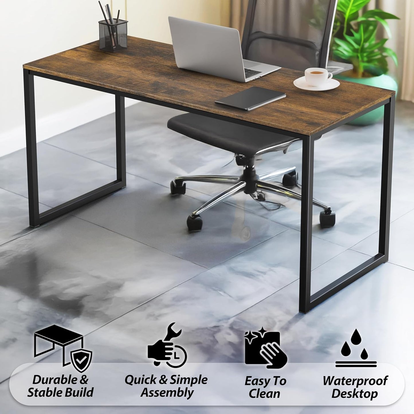 SHW Mission 40-Inch Home Office Computer Desk, Rustic Brown