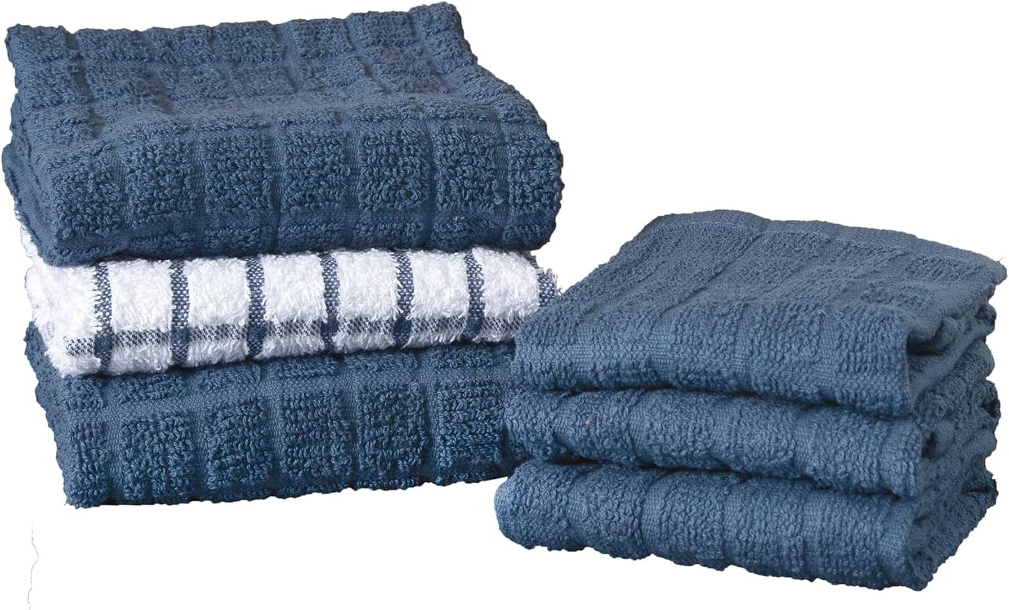 Ritz Premium Kitchen Towel and Dish Cloth Value Set: Highly Absorbent, Super Soft, Long-Lasting, 100% Cotton Checked and Solid Hand Towels, Tea Towels, Bar Towels - 6 Pack, Fluorite Green