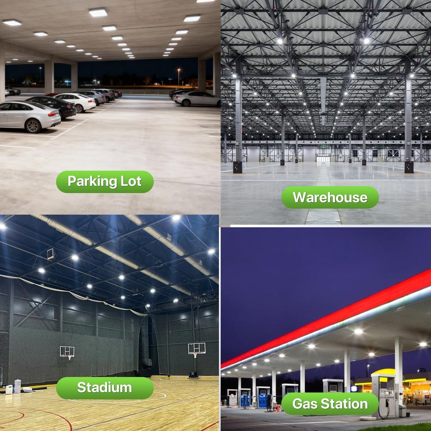 Glitgate 100W LED Canopy Light, 100W/80W/60W Adjustable, 3000K/4000K/5000K 3CCT Selectable Canopy Lights, 110/120V IP65 Outdoor Waterproof Commercial Ceiling Light for Parking Lot, Garage, Gas Station