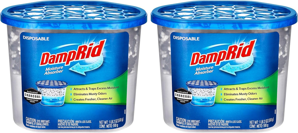 Damp Rid Bucket Charcoal Moisture Absorber, Humidity Absorber & Odor Eliminator for Home, Bathroom & Basement, 10.5 oz Disposable 2 Pack – Ilios Packaging