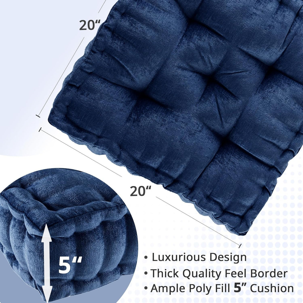 Intelligent Design Floor Pillow, Large Cushion for Meditation, 20x20 Navy