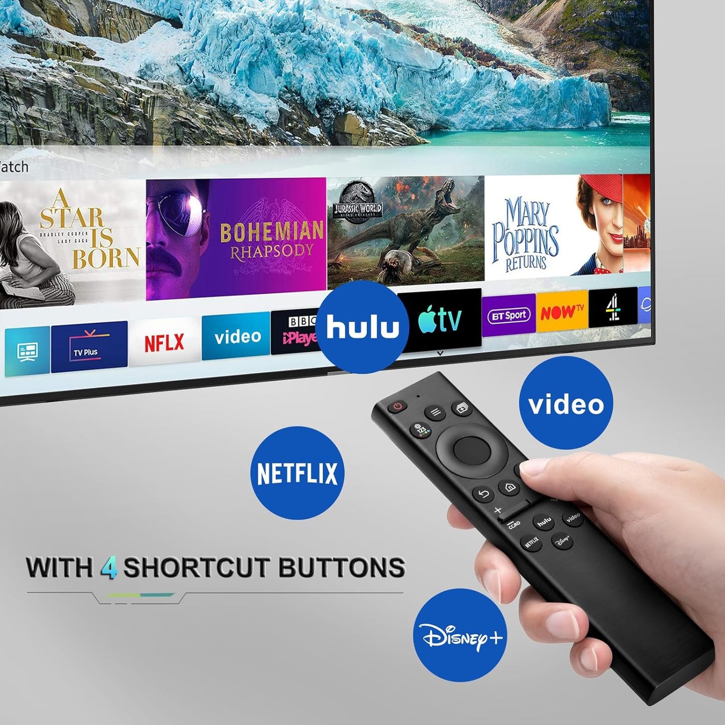 Universal Remote Control Compatible for All Samsung TV LED QLED UHD SUHD HDR LCD Frame Curved Solar HDTV 4K 8K 3D Smart TV Remotes Replacement