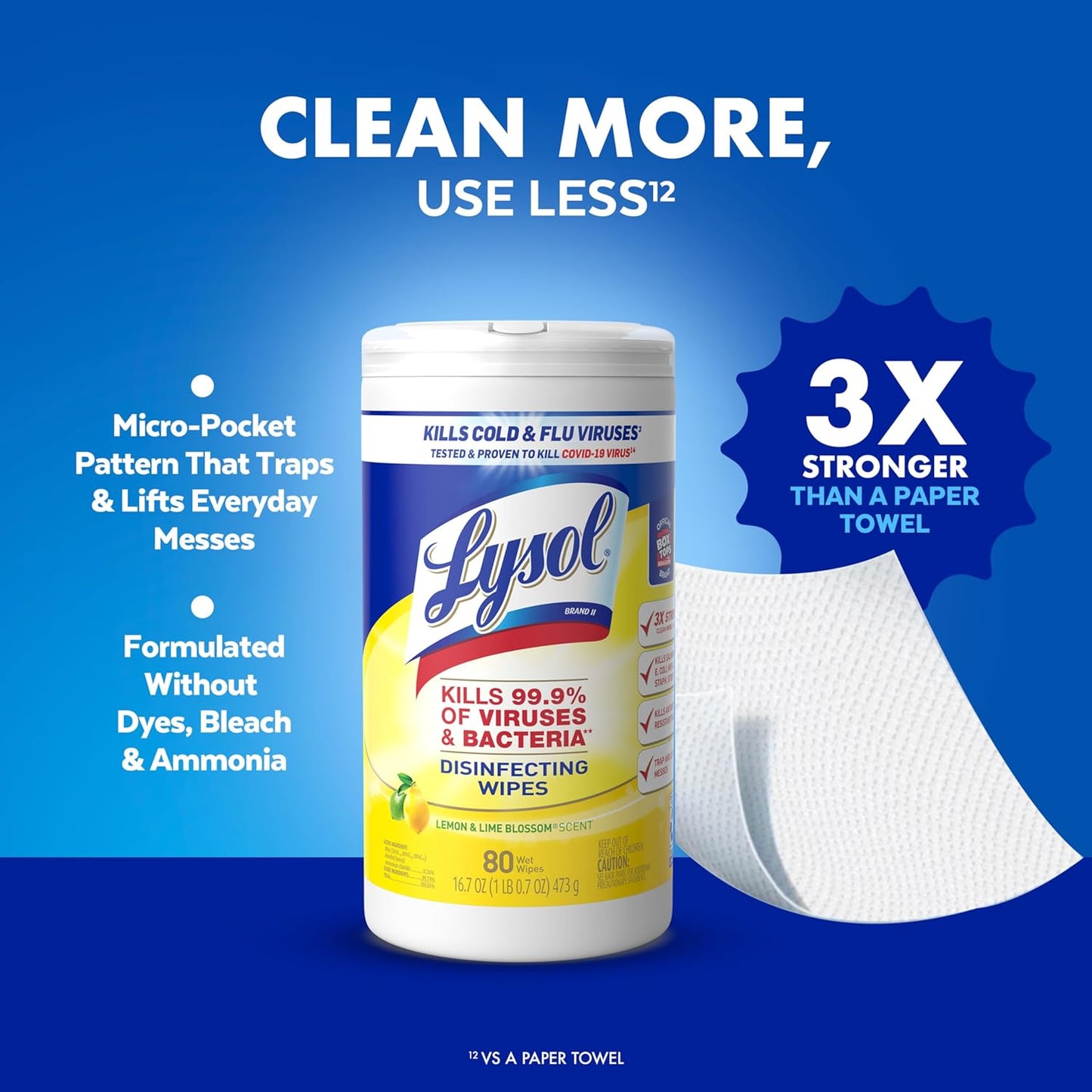 LYSOL Disinfecting Wipes, All Purpose Cleaner, Multi-Surface Antibacterial Cleaning Wipes, Household Cleaning Supplies, Dorm Essentials, Lemon + Crisp Linen + Mango & Hibiscus Scent, 80 ct. (3 Pack)