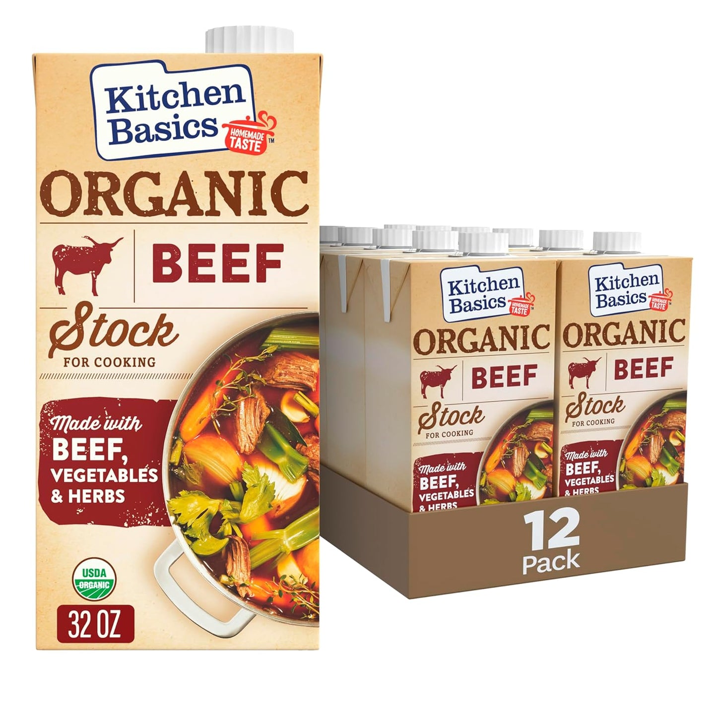 Kitchen Basics Organic Free Range Chicken Stock, 32 oz (Pack of 12) | No Artificial Flavors and Gluten Free |