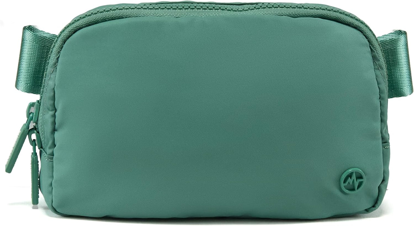 Pander Two Way Zipper Fanny Pack Nylon Everywhere Belt Bag for Women, Water Repellent Waist Packs, Crossbody Bags with Adjustable Strap (Eucalyptus Green)