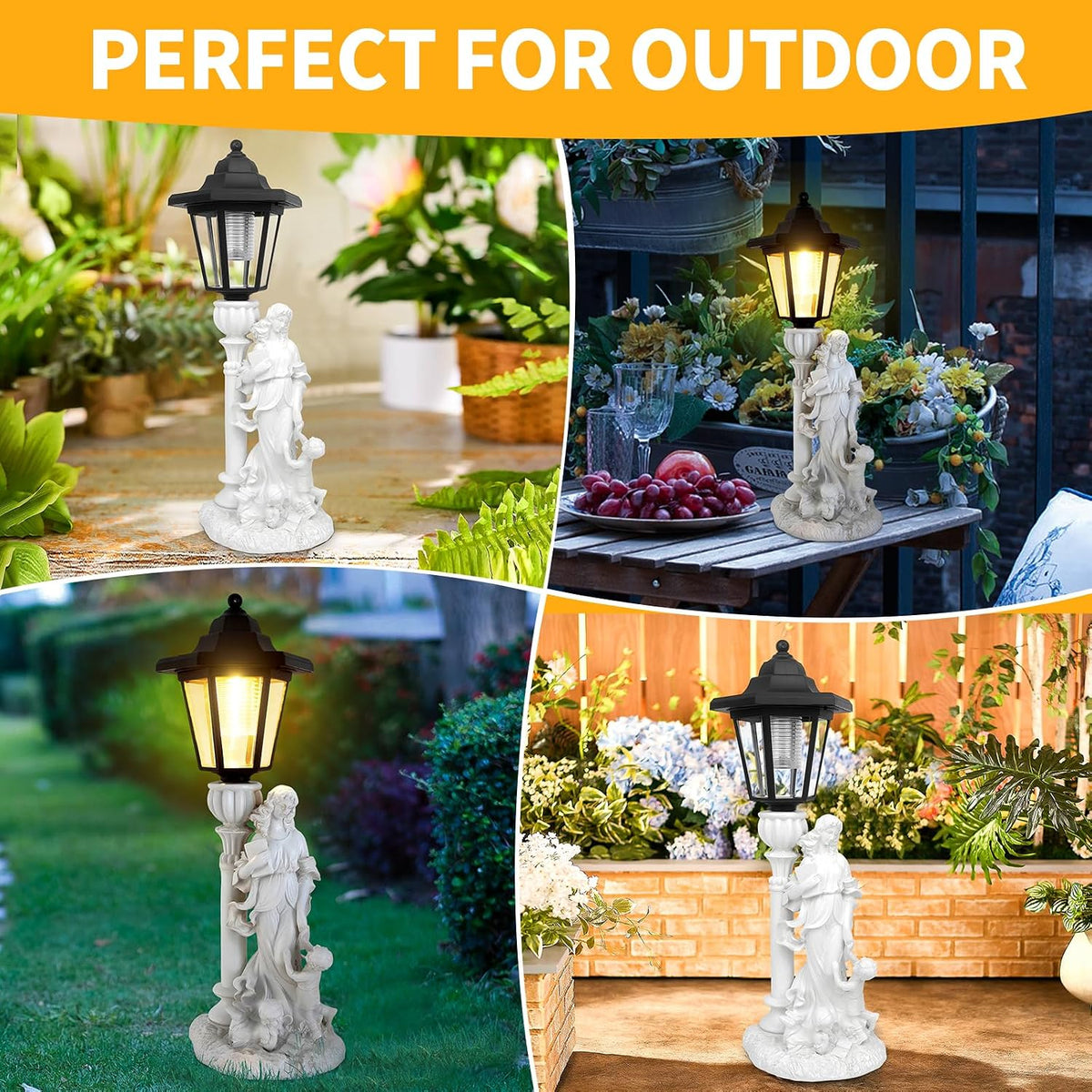 Solar Motherly Love Garden Decor, Outdoor Statues with Lantern