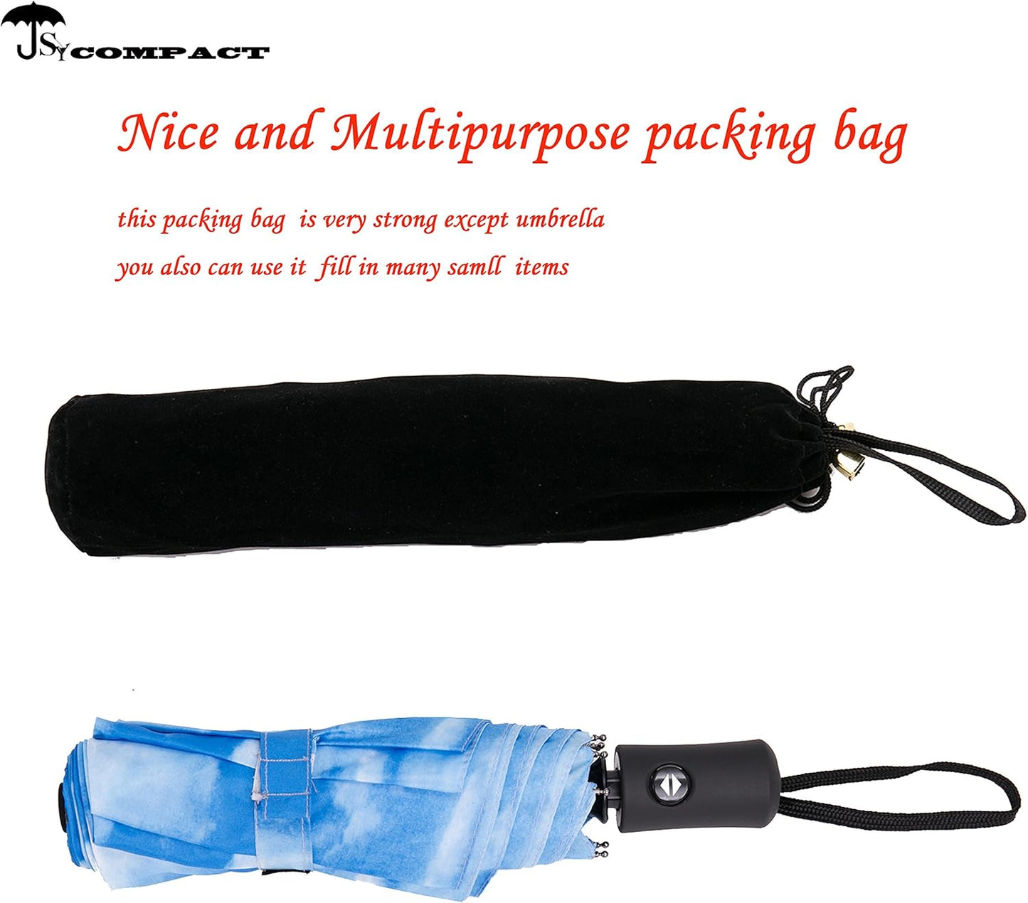 SY COMPACT Travel Umbrella - Windproof Automatic Compact Umbrella for Rain, Lightest 8-Rib, Small, Strong & Portable, Durable Grip, Fits Backpack & Car, Factory Direct (UV Available)