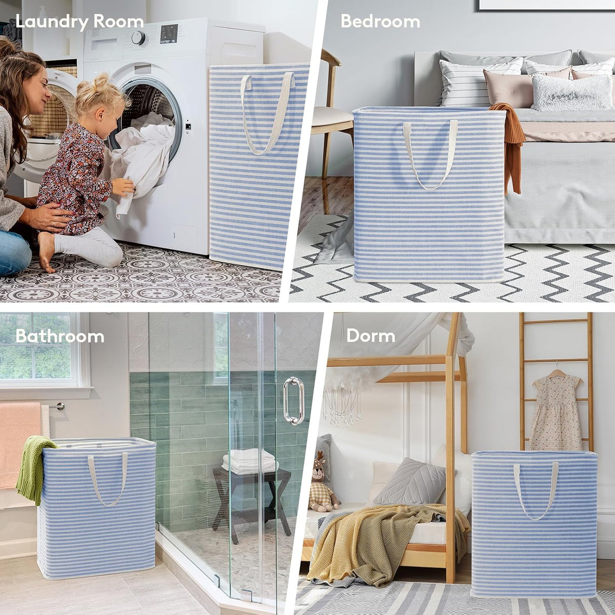 Lifewit 100L Large Laundry Baskets, 2 Pack, Reinforced Handles, Blue