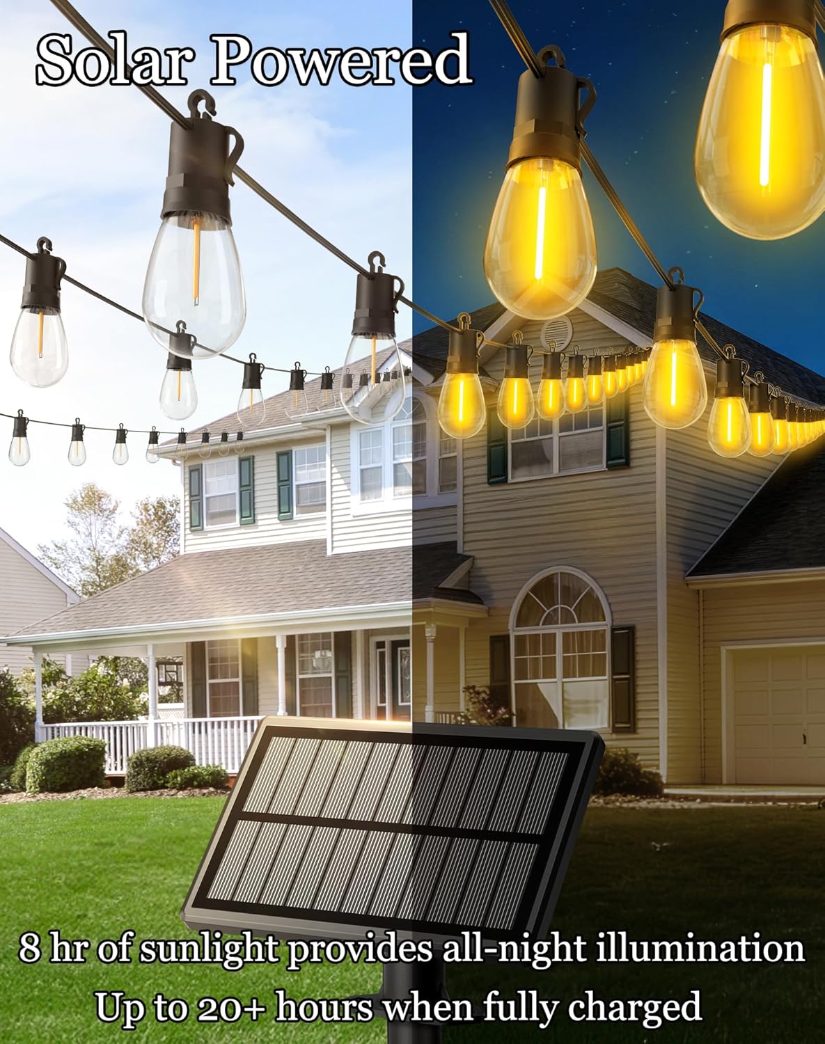 50ft-Solar-Powered-Lights-Outdoor-Waterproof-String Lights-Outside-Patio-Yard-Garden-Fence-Backyard-Deck-Porch-Balcony-Patios-Camping-Battery-Operated-LED-Fairy-Strip-Lighting-Hanging-Edison-Bulbs-S14