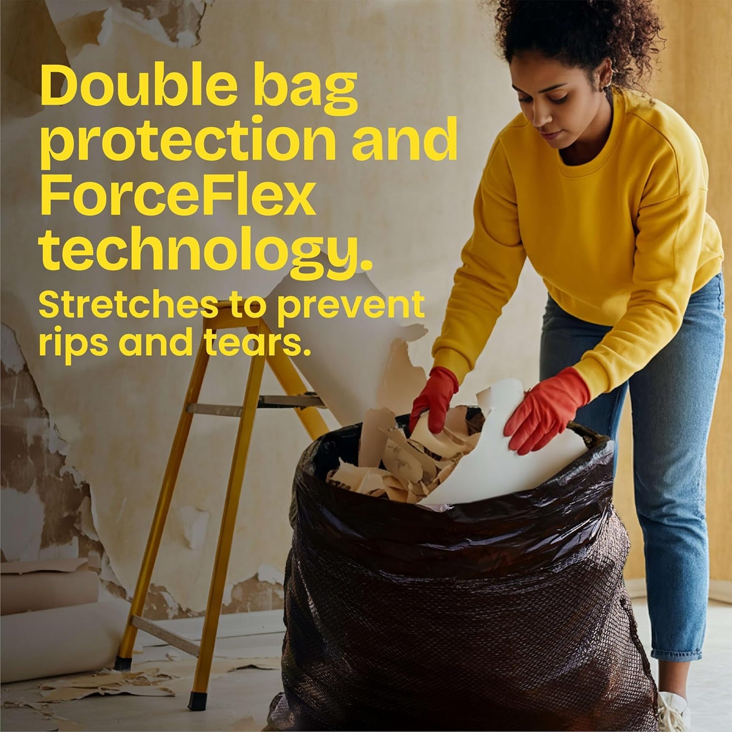 Glad Large 30 Gallon Trash Bags, Unscented Heavy Duty Garbage Bags, Forceflex with Drawstring, 50 Count (Packaging May Vary)