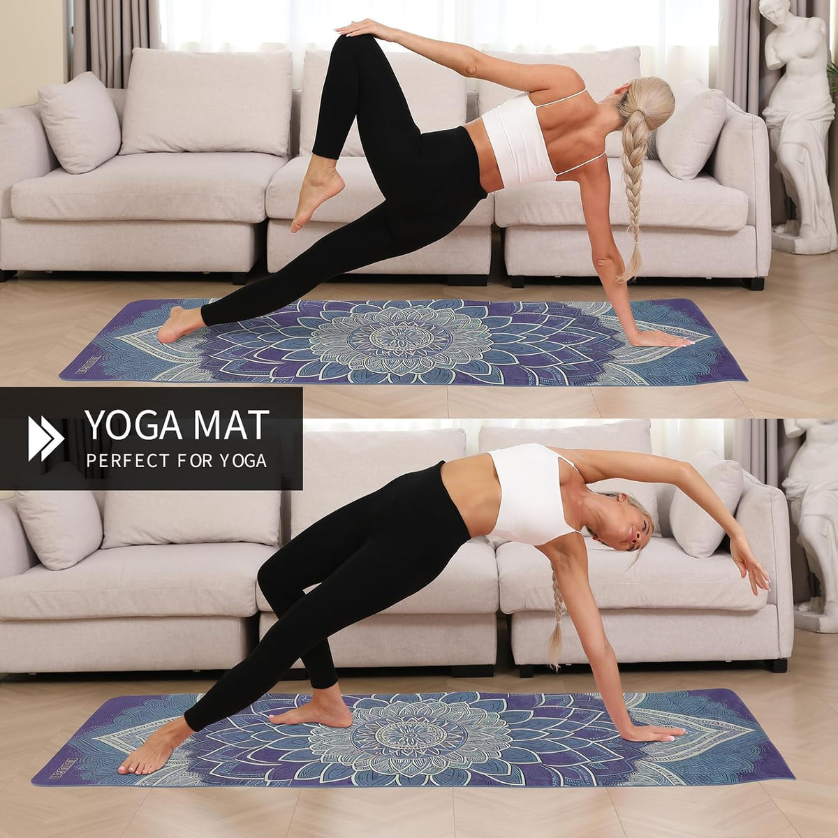 TPE Printed Yoga mat 72"x24"Thick 0.24”Non-Slip Fitness Exercise Mat