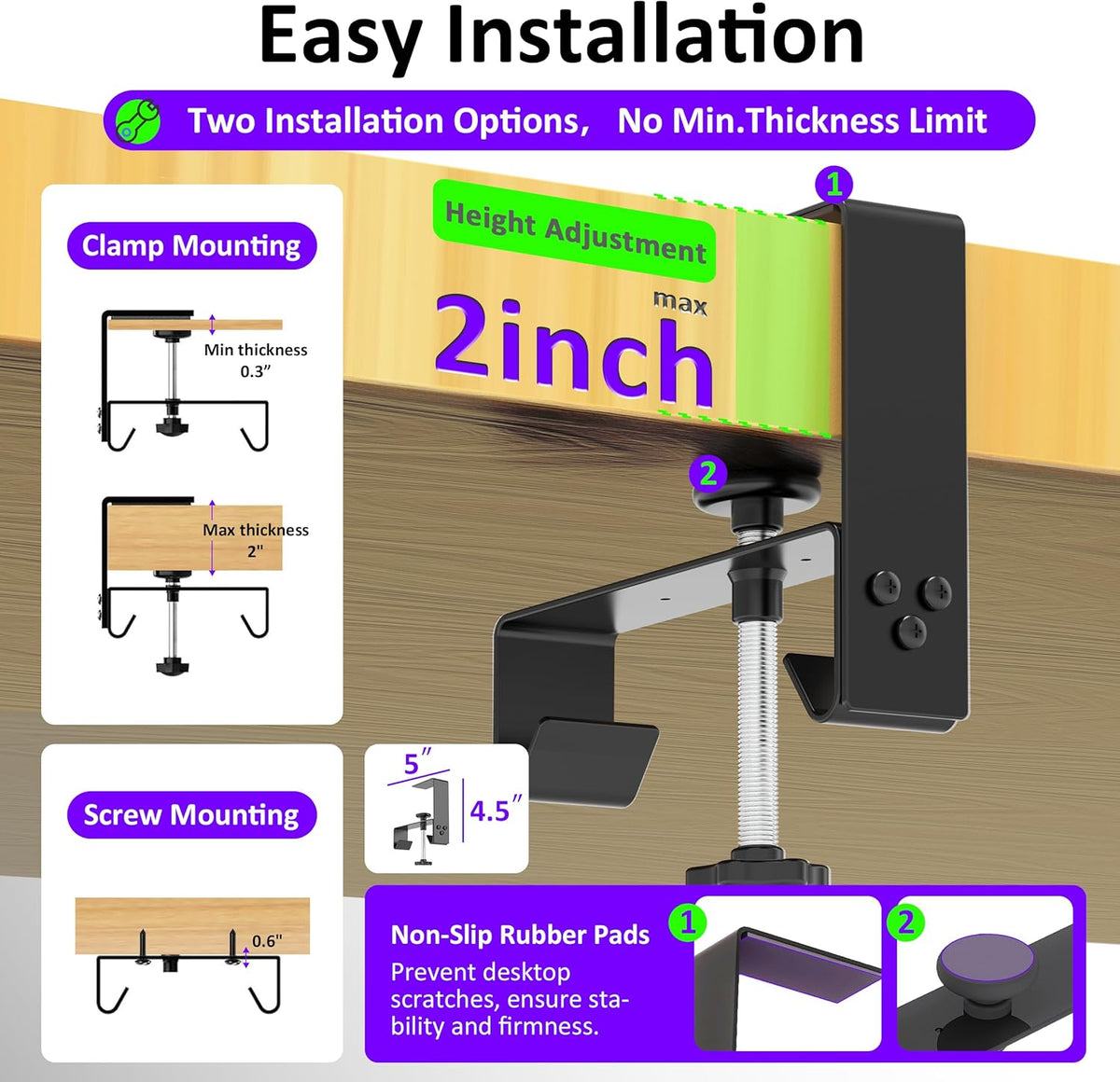 Under Desk Cable Management Tray - Under Desk Cord Management - Clamp/Screw Mount - Fabric Wire Management - Cable Raceways Tray Cord Hiders for Office/Home (Black, 28.5×5.6")