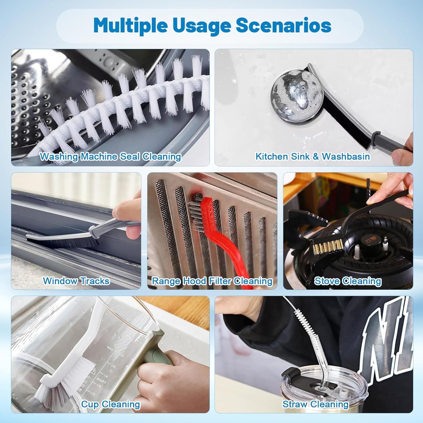 Washing Machine Cleaner, Washer Machine Cleaner Tablets 15 Pcs + Dryer Vent Cleaner Kit 12 Pack, Crevice Cleaning Brush for Bathroom, Shower & Kitchen, All-in-One Multi-Surface Scrubbing Brushes
