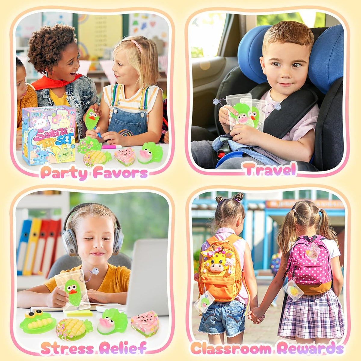 NINAOR Squeeze Squishy Toys for Kids, 12Pcs Fruit Vegetables Sensory Fidget Toys, Easter Egg Fillers Party Favors Treasure Box Toys for Classroom Stress Relief Gifts Travel Cute Stuff for Boys Girls