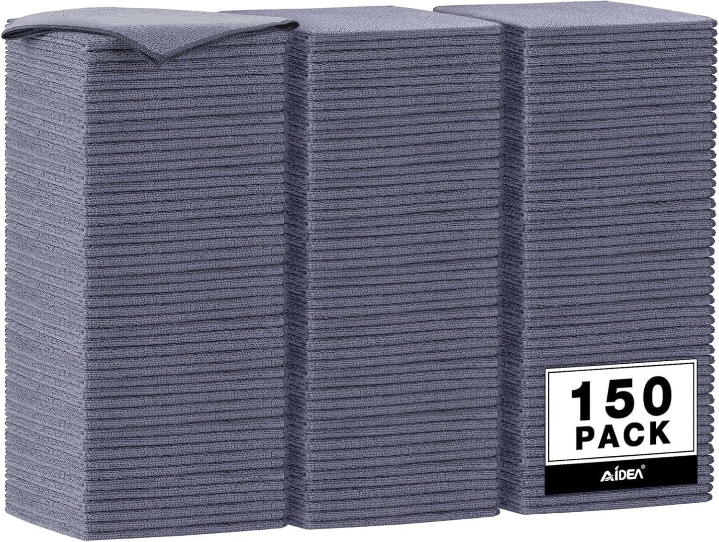 AIDEA Microfiber Cleaning Cloth Grey 50PK, Microfiber Towels for Cars, Premium Car Cloths, Dusting Cloth Lint Free Cleaning Rags for SUVs, House, Kitchen, Window, Workshops,12×12"