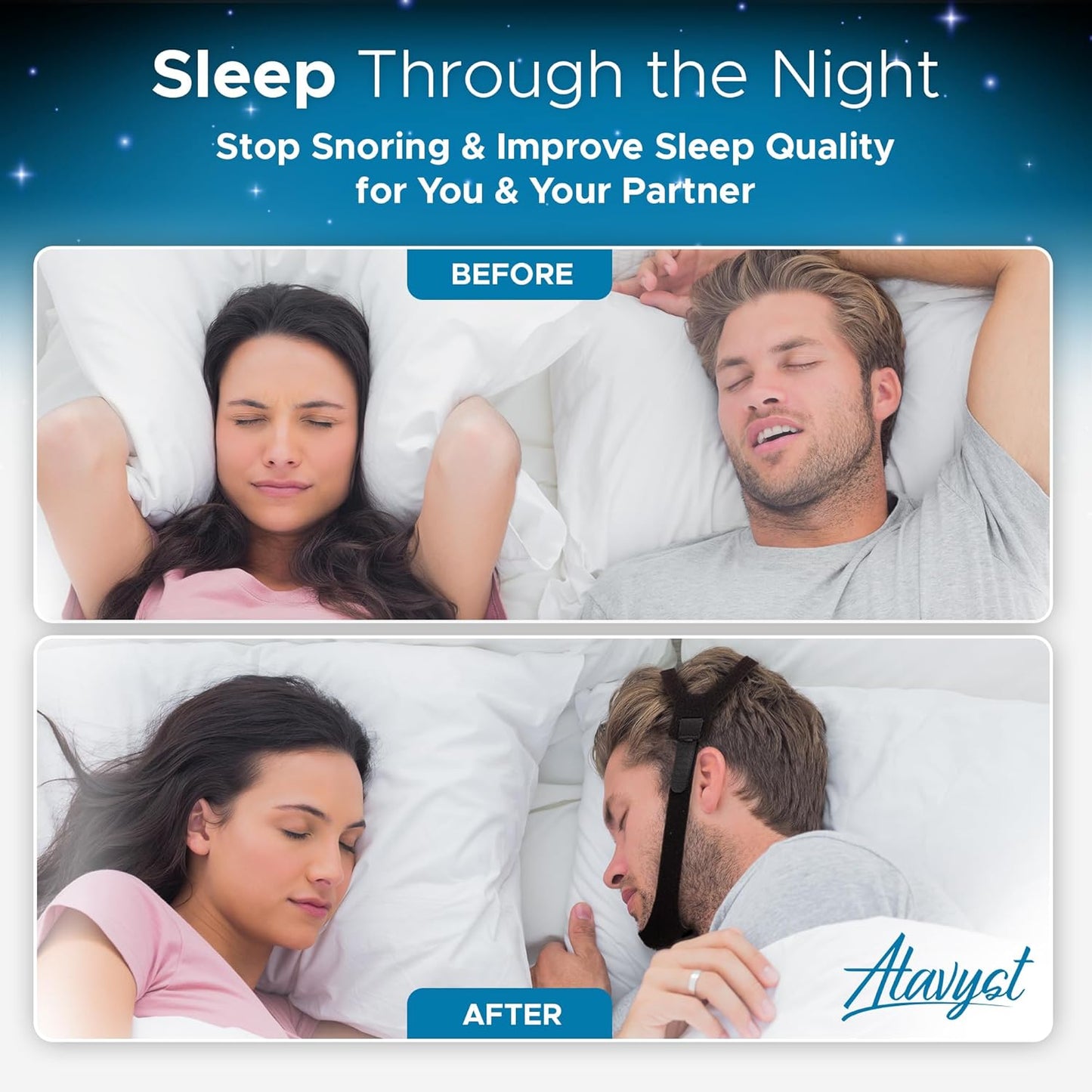 Snore Stopper - Anti Snoring Chin Strap for Men and Women CPAP Users - Chin Strap for Sleeping - Effective Snoring Solution for Excessive Snoring - Stop Snoring