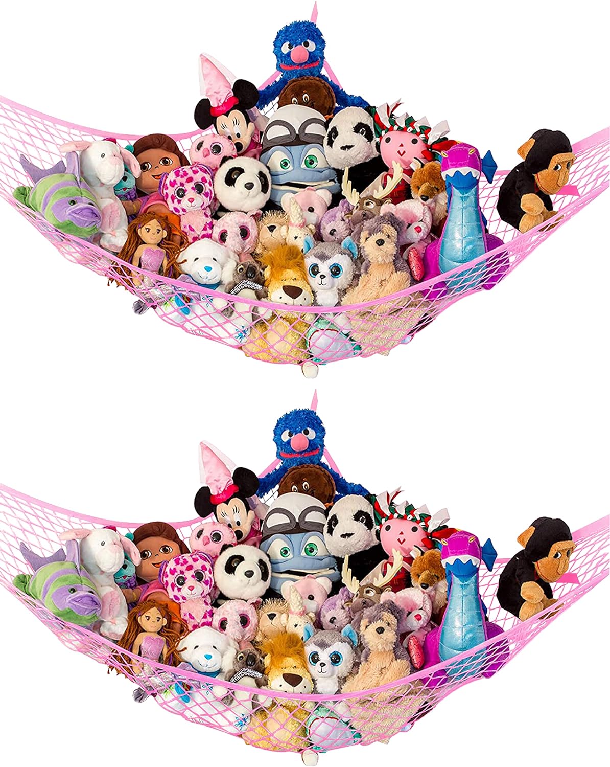 Stuffed Animal Hammock 2 Pack | Corner Stuffed Animal Storage & Plushie Net | Toy Hammock for Stuffed Animals | Holds 12lbs | Easy Hang, All Hardware Included | Blue Bedroom Decor | by Lilly's Love