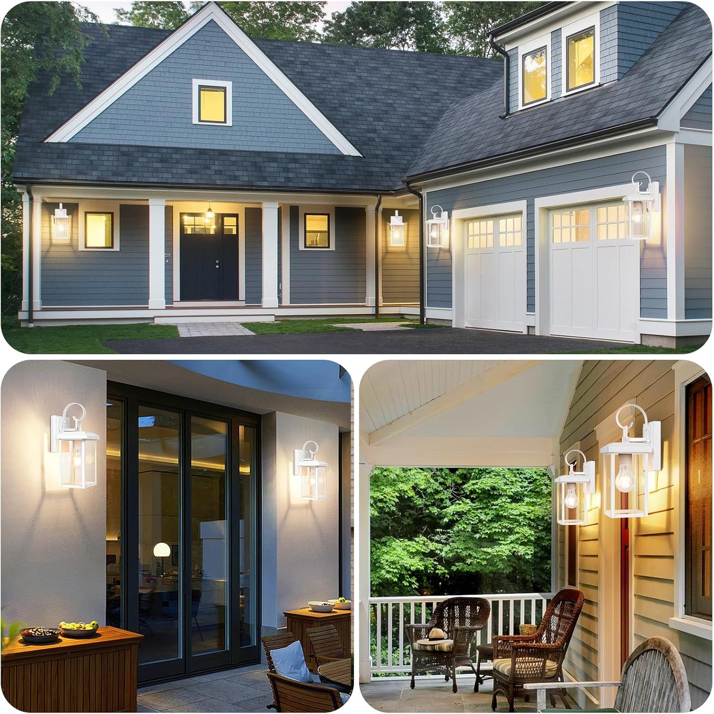 BesLowe 2-Pack Outdoor Wall Light Fixtures, Exterior Lighting Fixtures Wall Mount, Waterproof Porch Lights Outdoor Wall Sconces Lanterns, Modern Outside Lights for House Front Door Garage, White