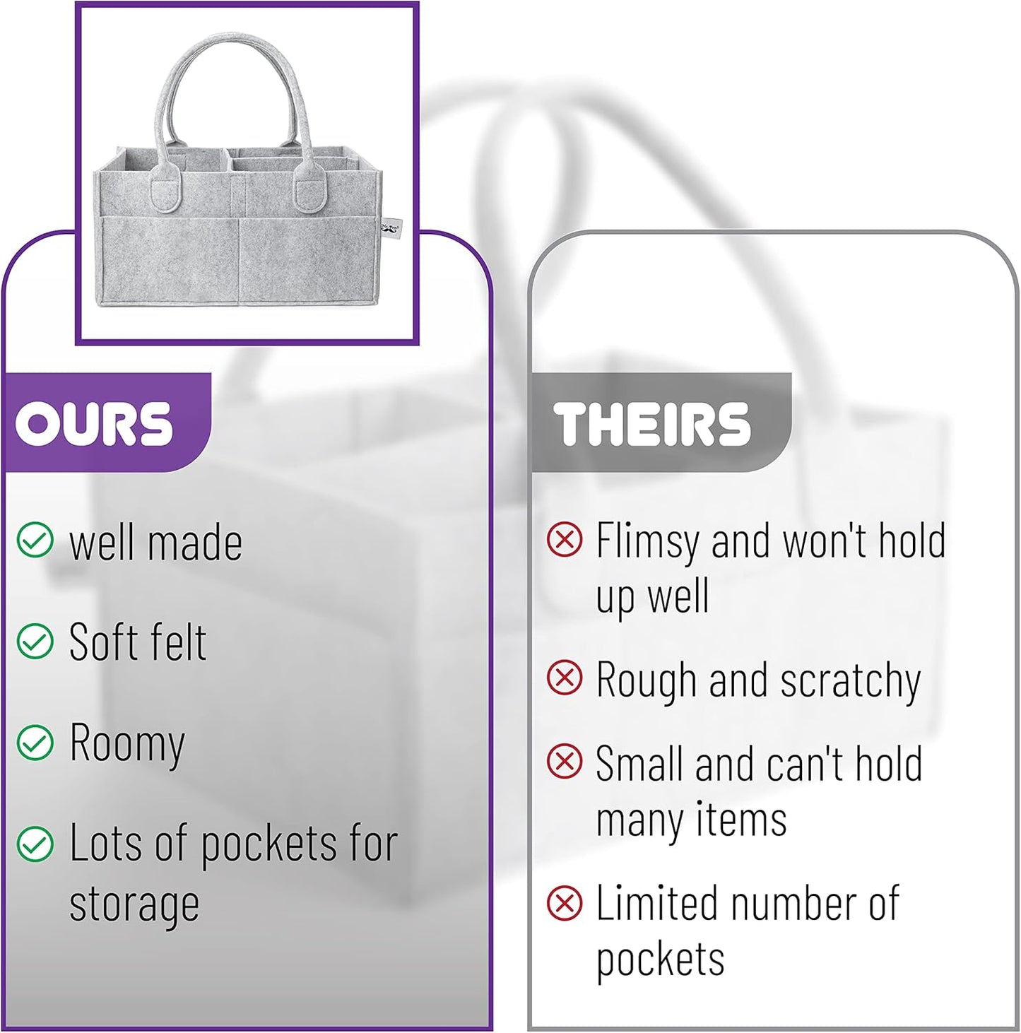 Mr. Pen- Baby Diaper Caddy Organizer, Gray, Medium, Nursery Storage Bin and Car Organizer for Diapers and Baby Wipes