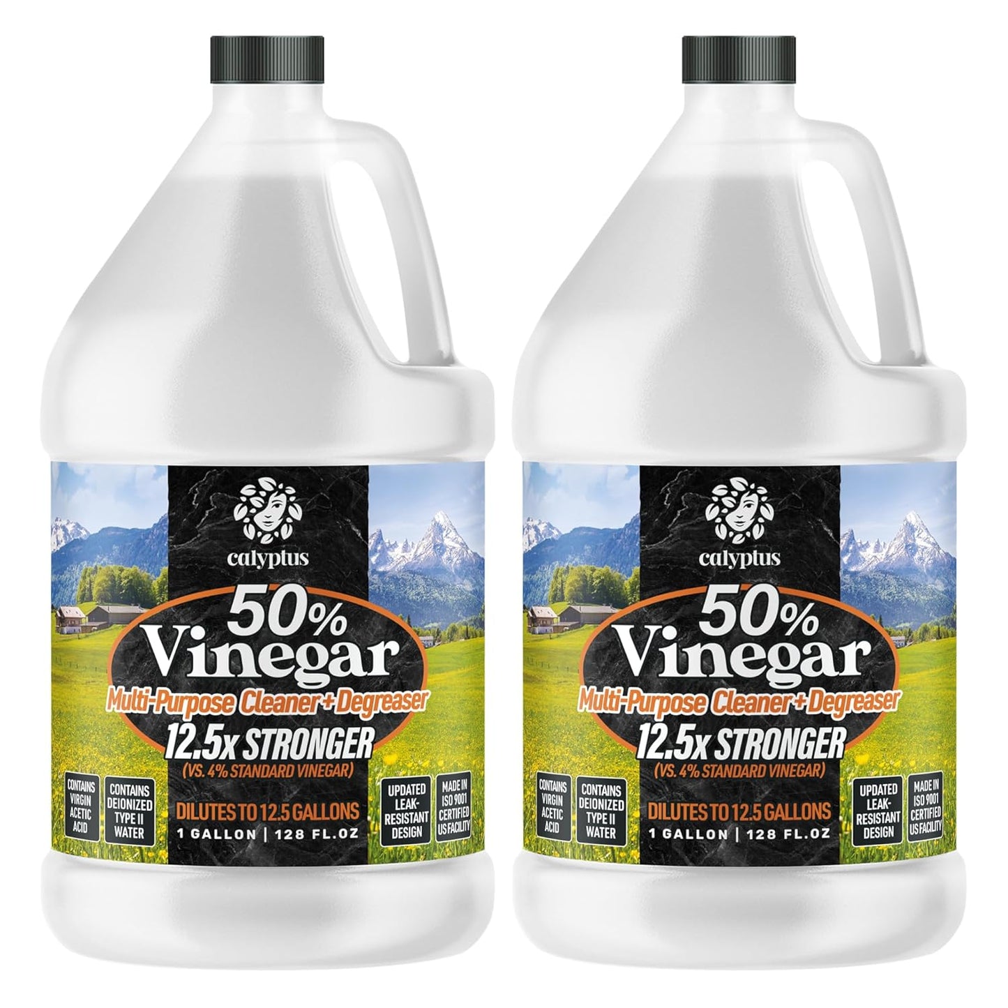 Calyptus 50% Pure Concentrated Vinegar | Maximum-Performance (12.5X) Power | Technical Grade | Dilutes Easily to 5% Acidity (1.5 Cups per Gallon) | Home and Outdoor Cleaning Concentrate | 2 Gallon