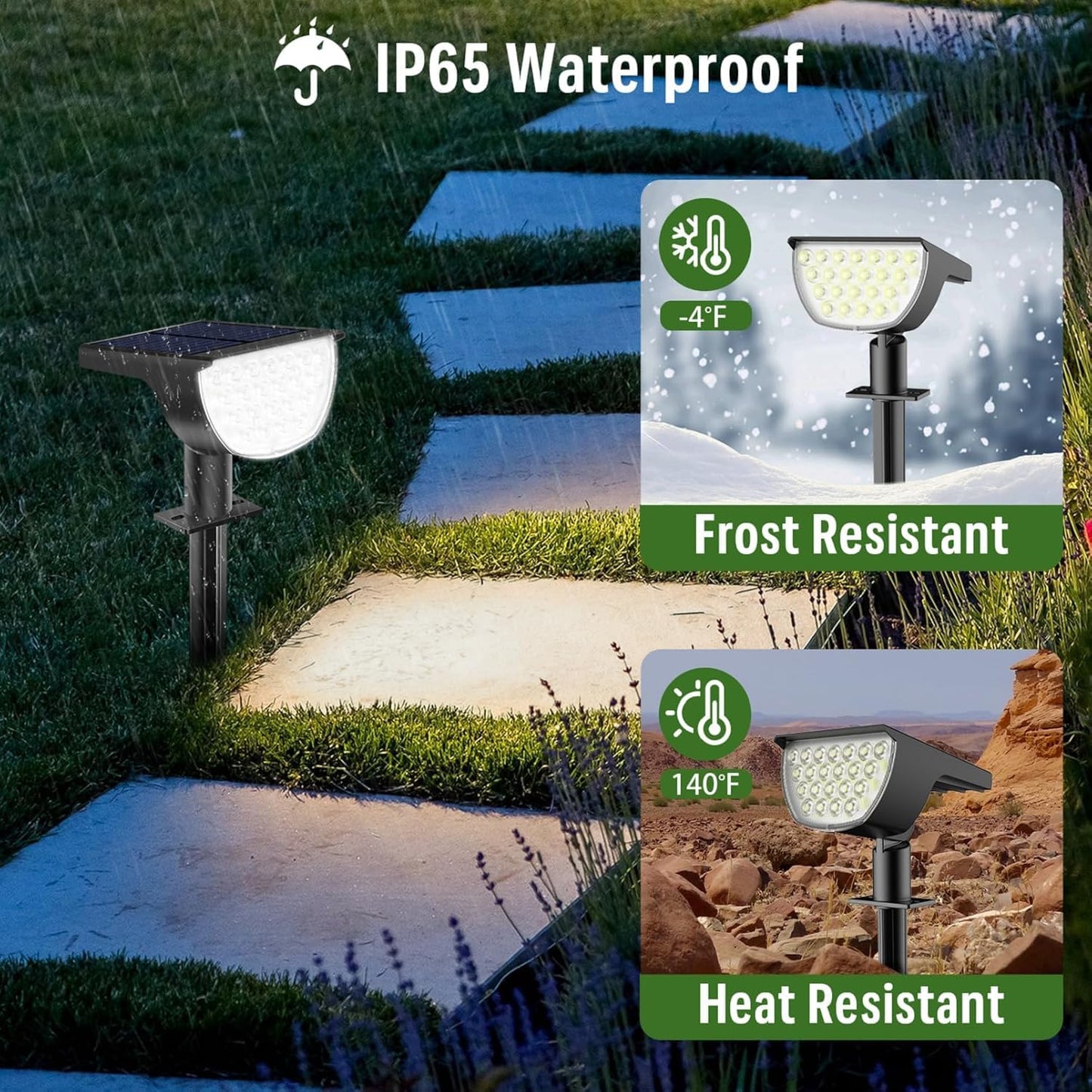 GKGG Solar Lights Outdoor Waterproof IP65, Solar Powered 76 LED 3 Lighting Modes Solar Spot Lights Outdoor for Yard Garden Landscape Pathway (White, 6 Pack)