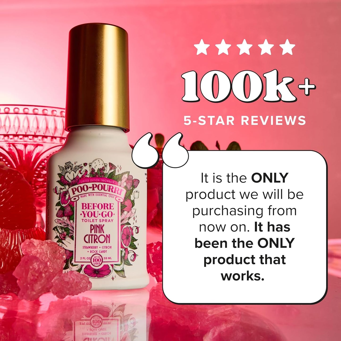 Poo-Pourri Before-You-Go Toilet Spray, Pink Citron, 2 Fl Oz, Up to 100 Uses, Bathroom Odor Deodorizer with Essential Oils for Home or Work, Travel Essentials, TSA Approved Size