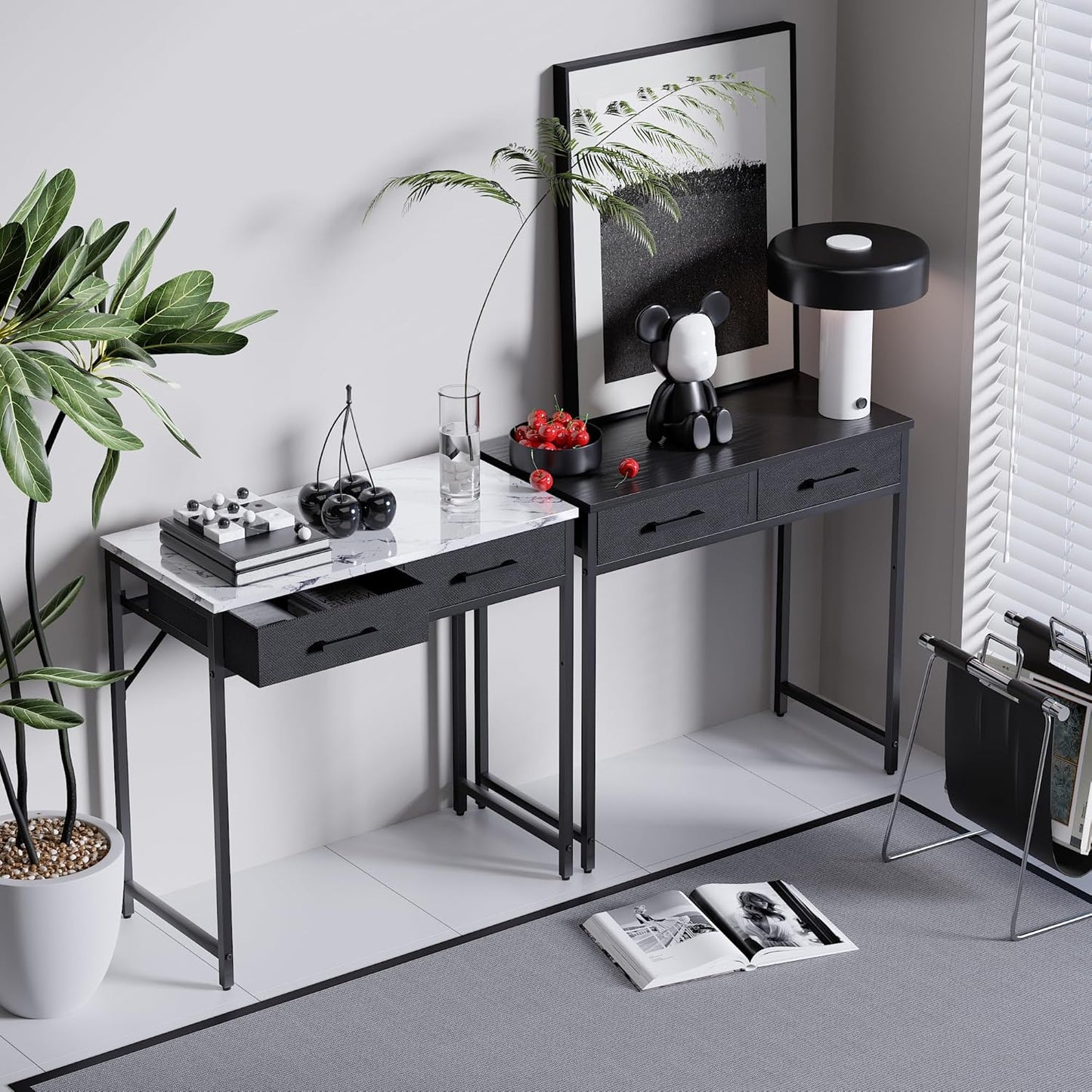 Pamray 32 Inch Small Computer Desk with 2 Drawers for Bedroom Study Writing Home Office Table for Small Spaces Vintage