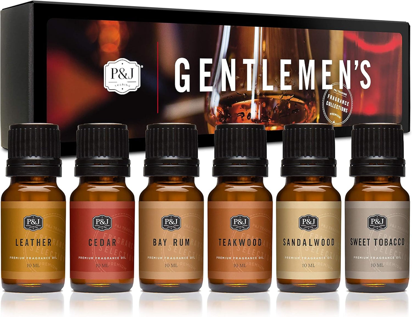 P&J Trading Fragrance Oils for Diffusers for Home Gentlemen's Set Fragrance Scents for Candle Making - Soap Making Supplies - Car Diffuser Scents - Essential Home Gift Set - Cedar, Sandalwood & More