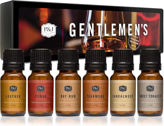 P&J Trading Fragrance Oils for Diffusers for Home Gentlemen's Set Fragrance Scents for Candle Making - Soap Making Supplies - Car Diffuser Scents - Essential Home Gift Set - Cedar, Sandalwood & More