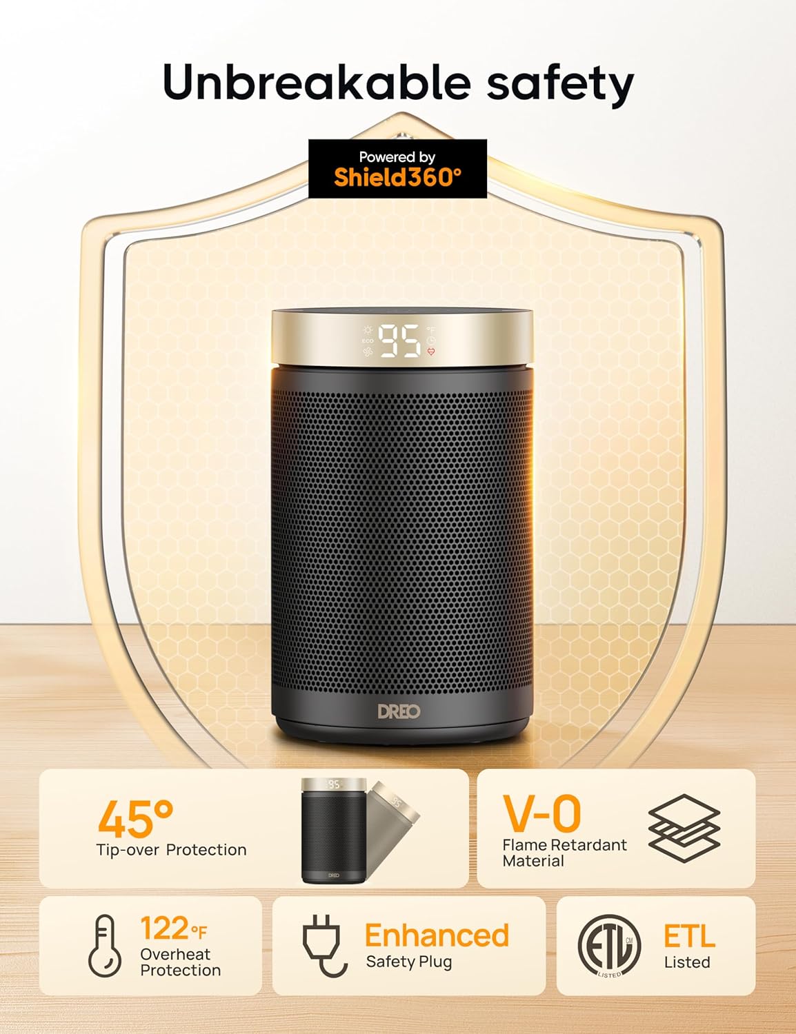 DREO Space Heater, Portable Electric Heaters for Indoor Use with Thermostat and Remote, 2024 Upgraded, Digital Display, 12H Timer, 5 Mode, 1500W PTC Ceramic Fast Safety Heat for Office Bedroom Home