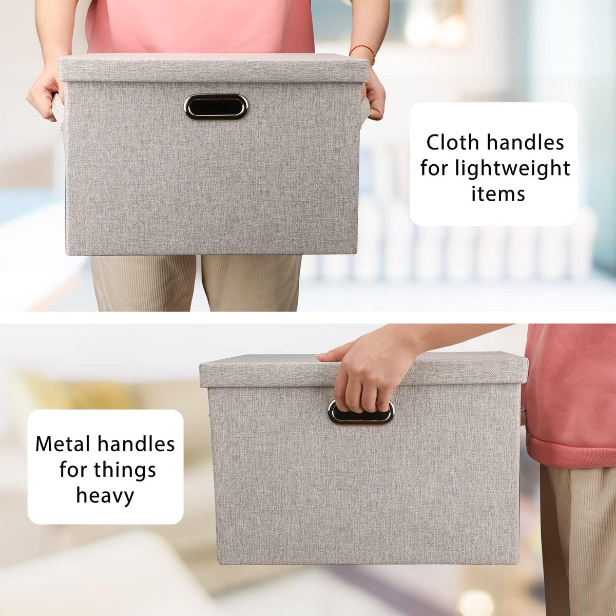 Storage Bins with Lids Fabric Closet Organizers Cubes Office Organization