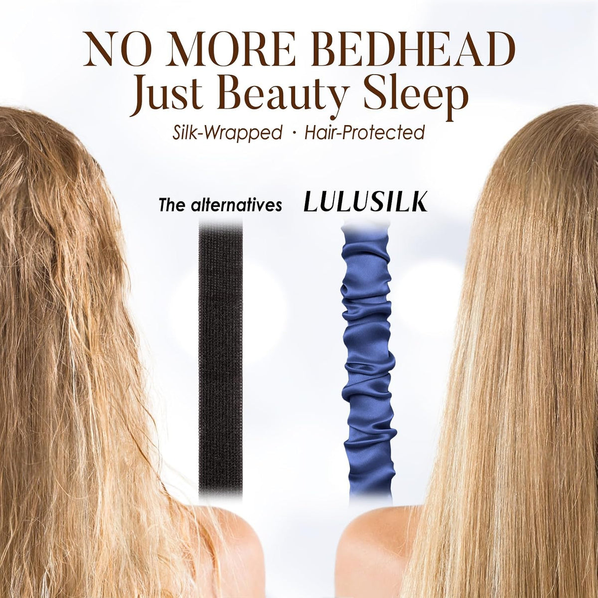 LULUSILK Mulberry Silk Sleep Eye Mask for Sleeping Women and Men, Navy Blue
