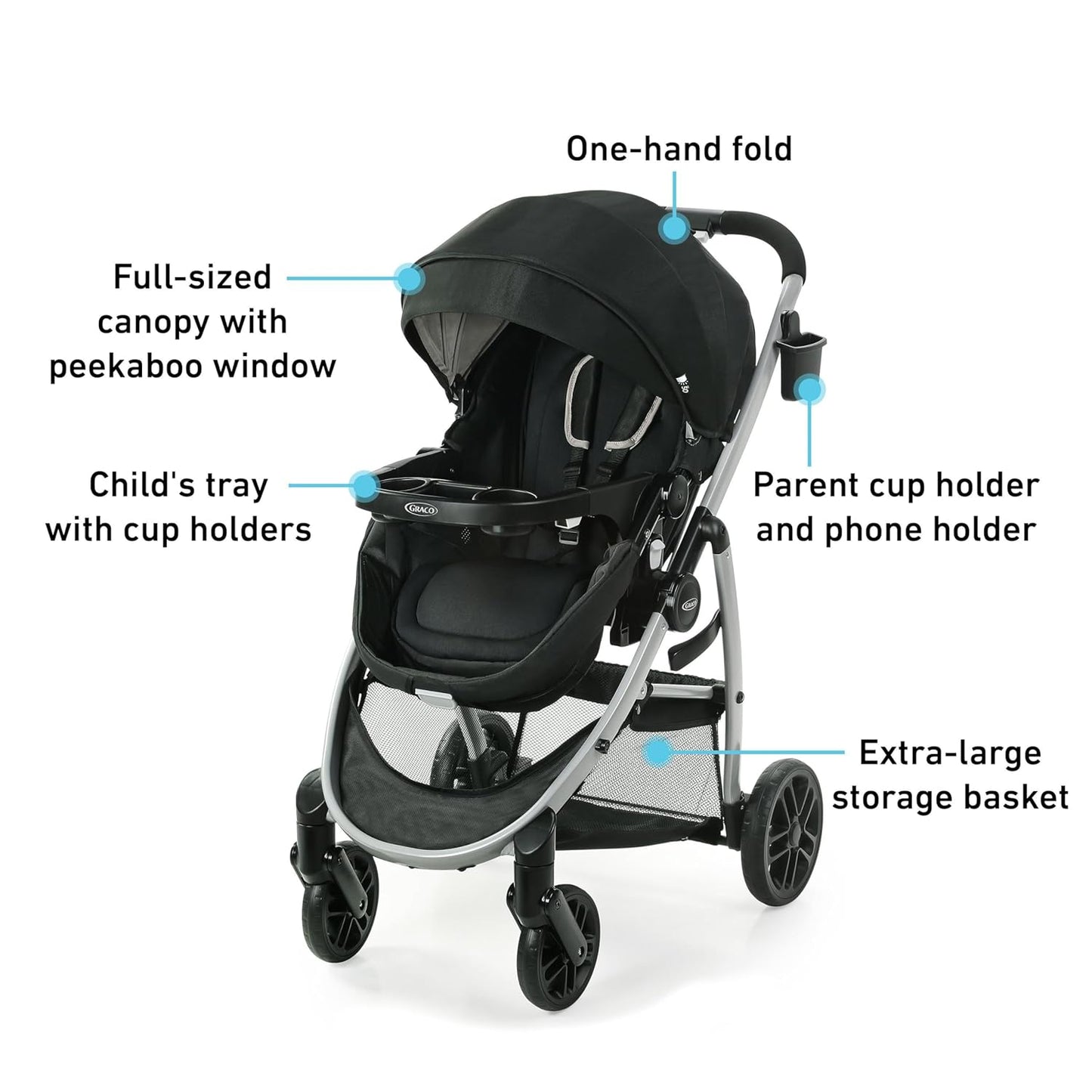 Graco Modes Pramette Stroller, 3-in-1 Baby Stroller, 3 Modes: Infant Car Seat Carrier (Car Seat Not Included), Infant Pramette, and Toddler Stroller, Reversible Seat, One-Hand Fold, Pierce