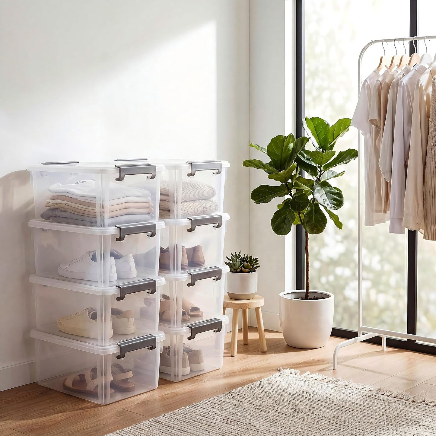 CITYLIFE 6 Packs 17 QT Plastic Storage Bins with Lids Large Stackable Storage Containers for Organizing Clear Storage Box for Garage, Closet, Classroom, Kitchen
